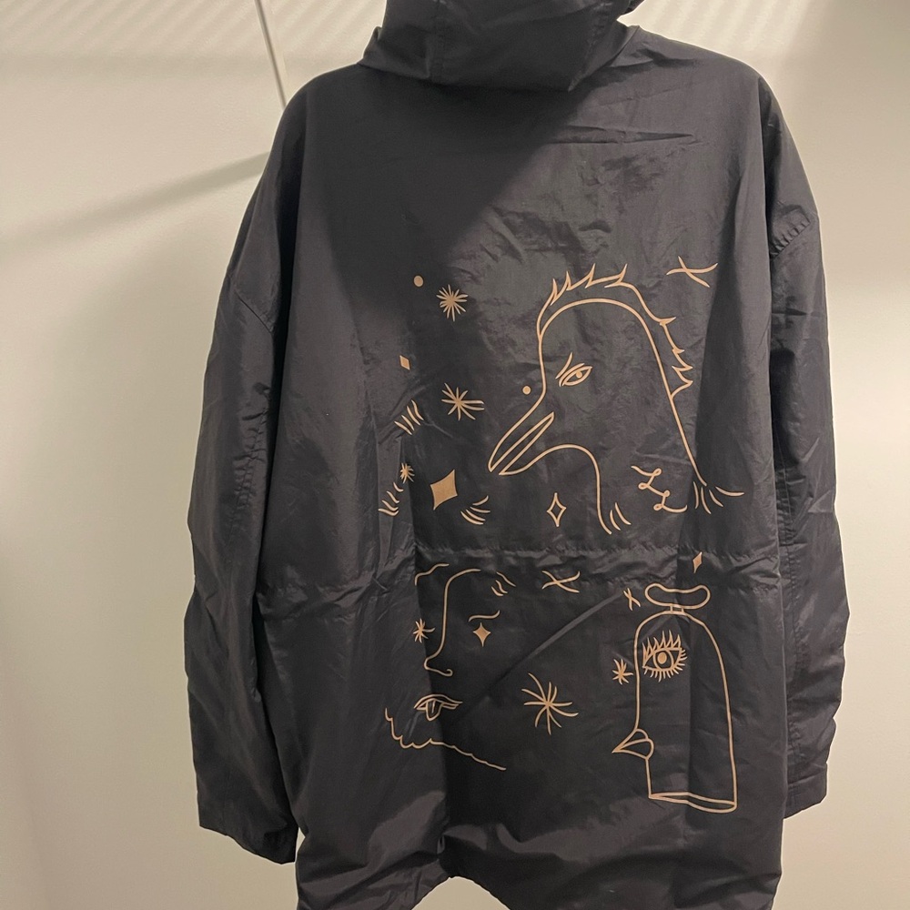 Zara Black Jacket with Blue Graphic